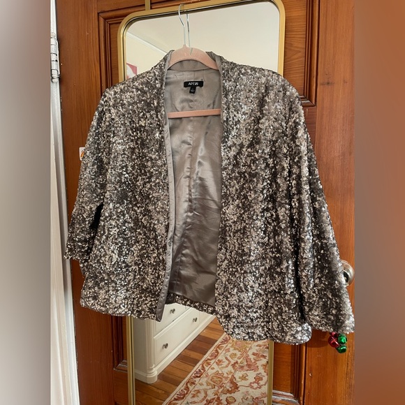 Silver Sequin Crop Bolero Jacket L - Picture 8 of 11
